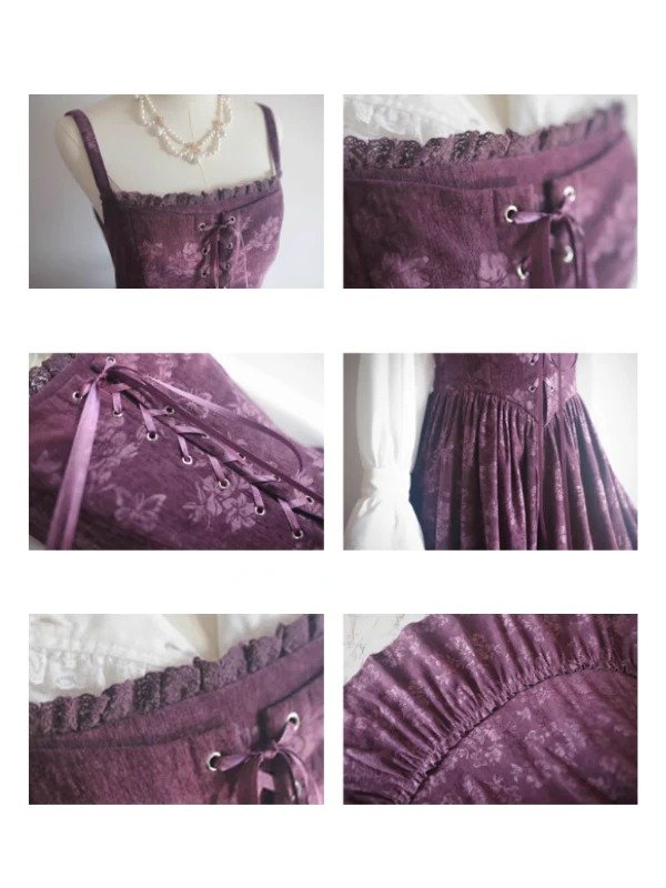 Premium Purple Vintage Jacquard Corset Dress & Blouse Set | OEM Custom - Image 3