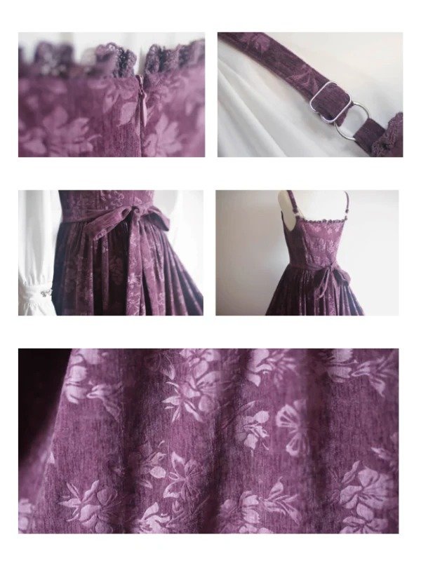 Premium Purple Vintage Jacquard Corset Dress & Blouse Set | OEM Custom - Image 5