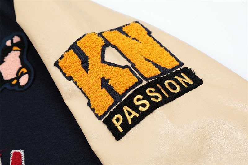 Premium Navy Rugby Graphic Varsity Jacket | OEM Custom - Image 5