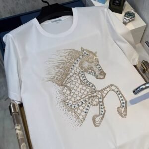 Premium Luxury Rhinestone Horse Pattern Oversized T-Shirt | OEM Custom