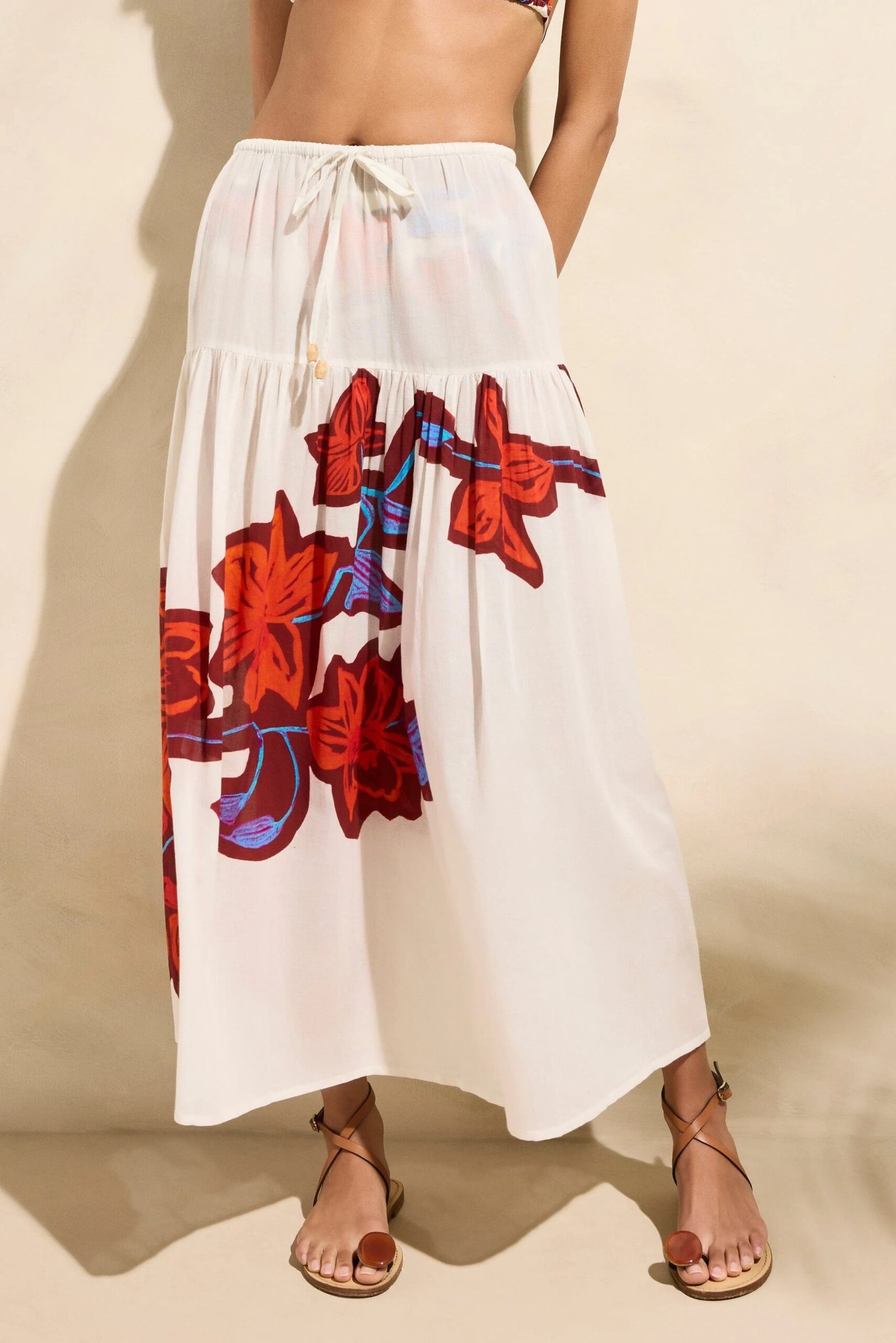 Premium Boho Floral Print Tiered Maxi Skirt | OEM Custom