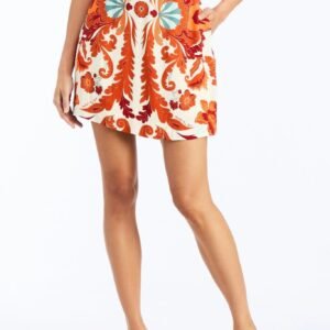 Premium Vintage Baroque Floral Print A-Line Mini Skirt | OEM Custom