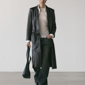 Premium Faux Leather Long Trench Coat | OEM Custom