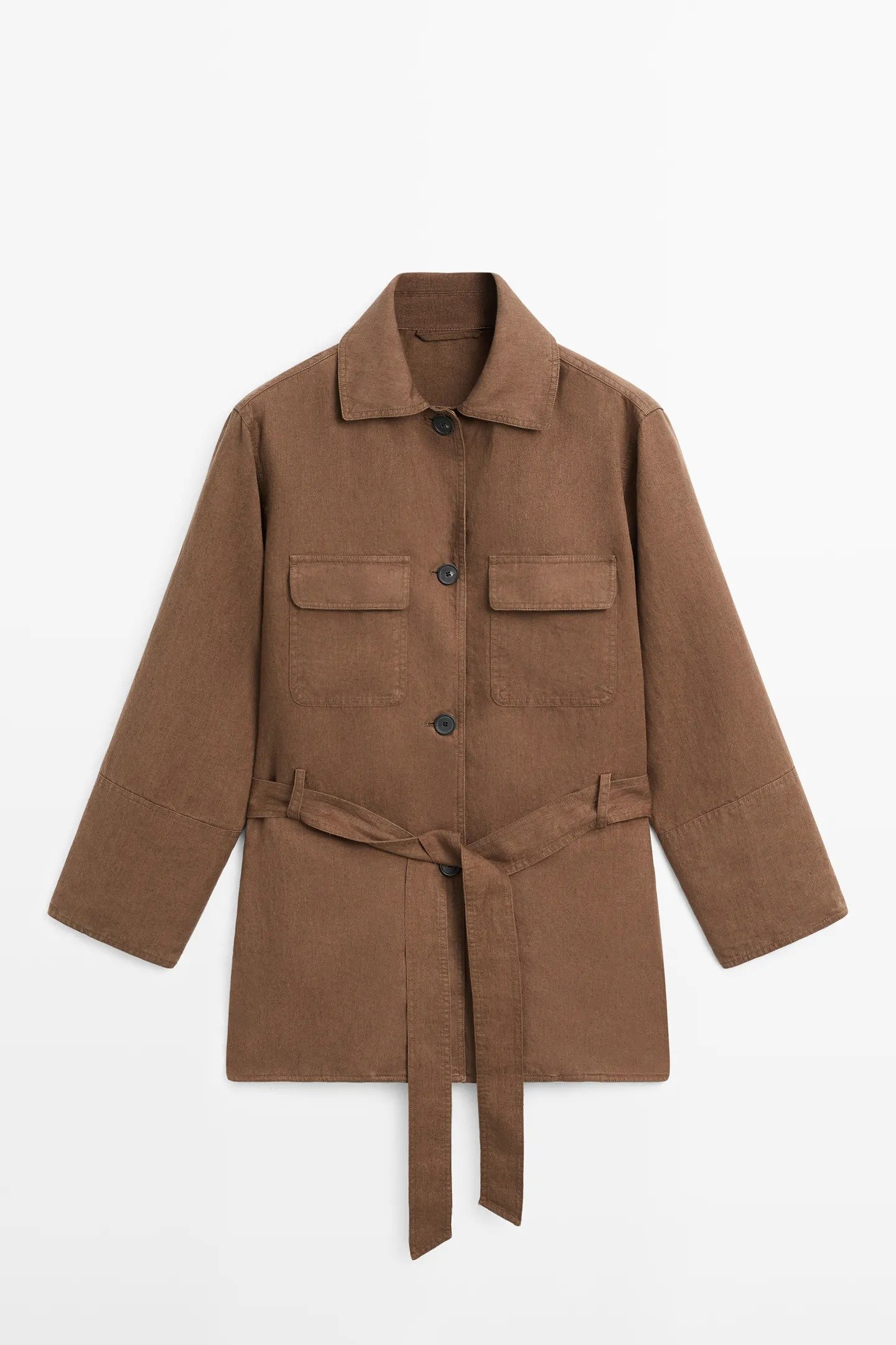 High quality cotton twill belted utility shirt jacket - Image 2