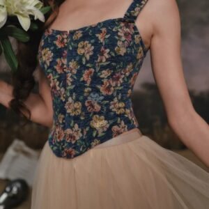 Premium Vintage Jacquard Floral Corset Top | OEM Custom