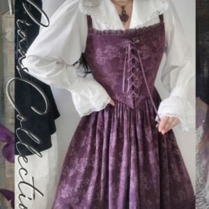 Premium Purple Vintage Jacquard Corset Dress & Blouse Set | OEM Custom