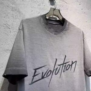 Premium Vintage Grey Handwritten Letter Oversized T-Shirt | OEM Custom