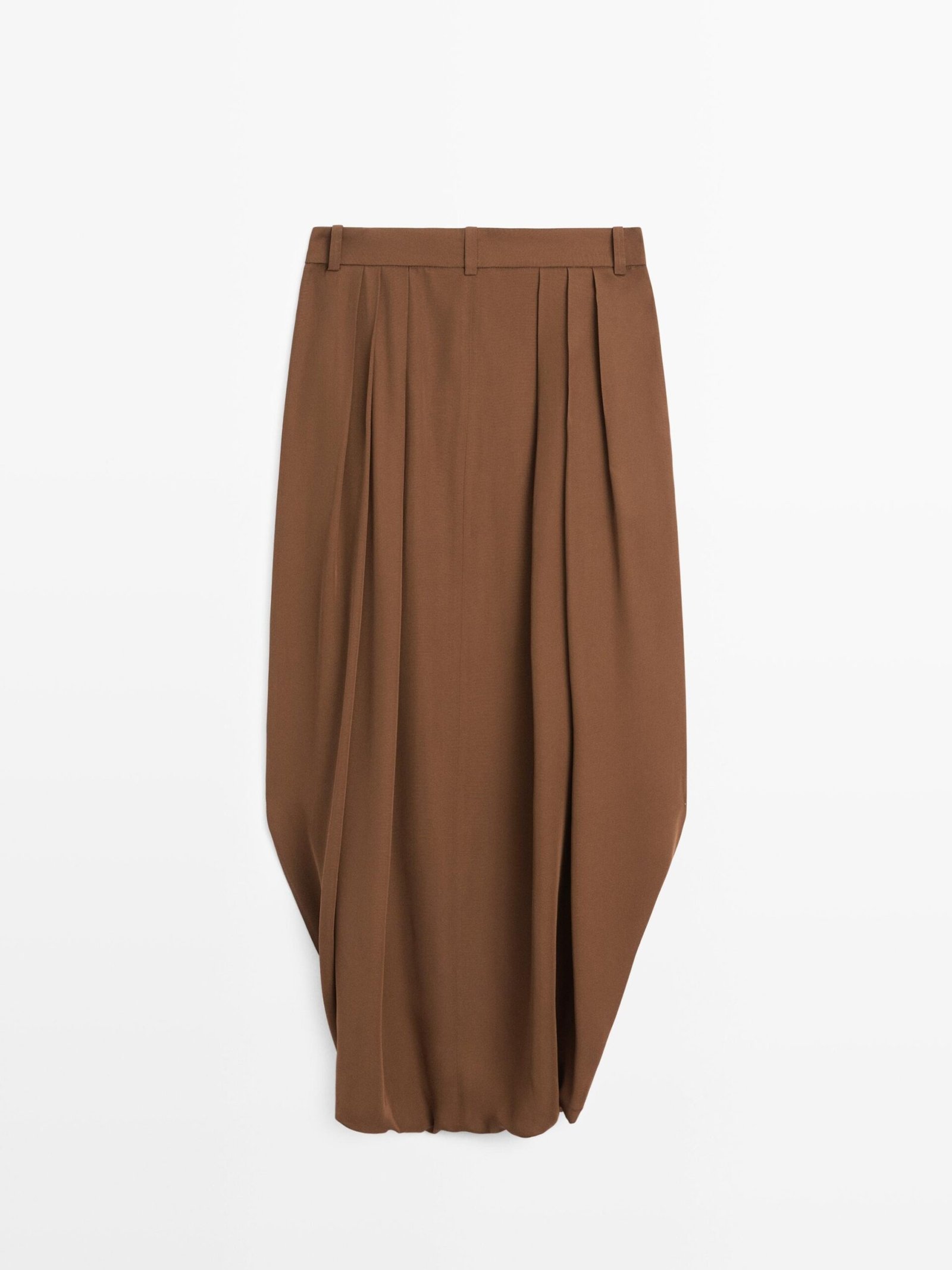 Premium Caramel Draped Wrap Cocoon Midi Skirt | OEM Custom
