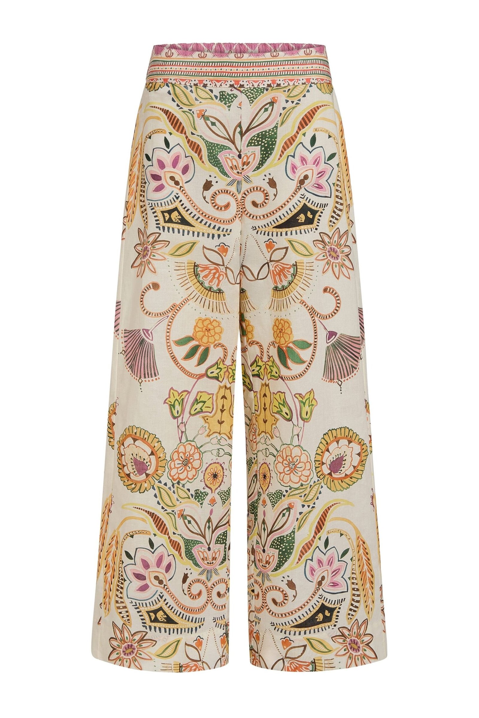 Premium Boho Floral Print Linen Wide Leg Pants | OEM Custom - Image 2