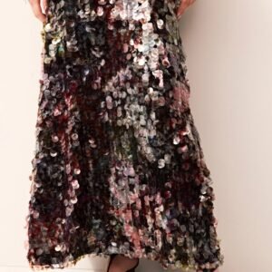 Premium Iridescent Paillette A-Line Maxi Skirt | OEM Custom