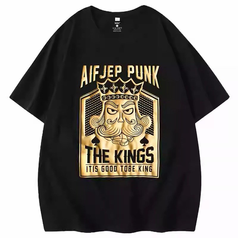 Premium Black "The Kings" Gold Foil Print Oversized T-Shirt | OEM Custom