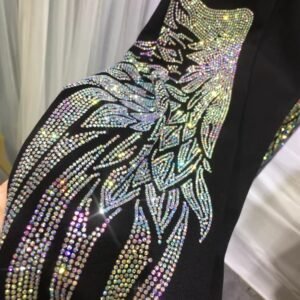 Premium Iridescent Rhinestone Wing Design Drawstring Joggers | OEM Custom