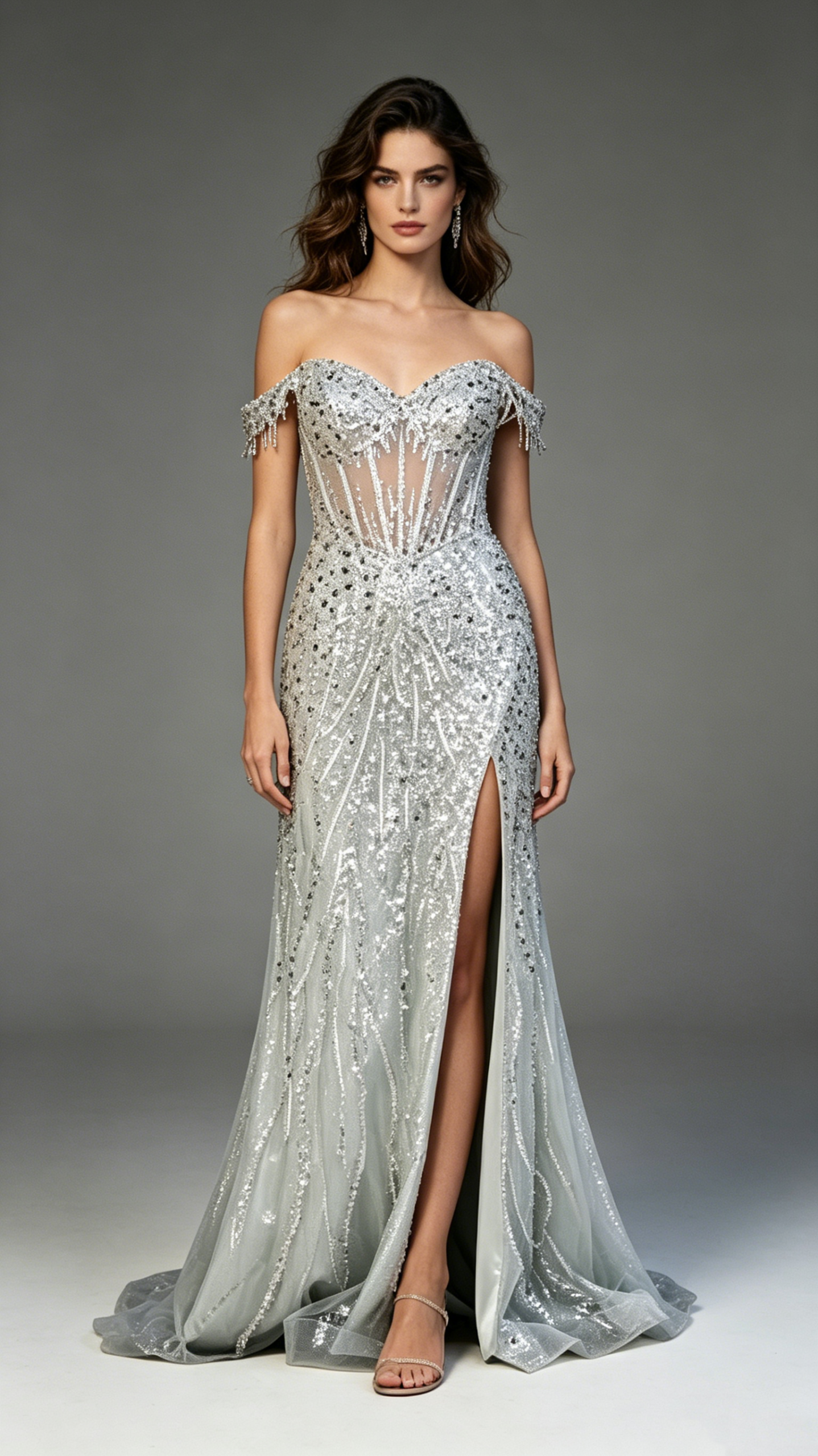 Premium Off-the-Shoulder Beaded Mermaid Evening Gown | OEM Custom - Image 3