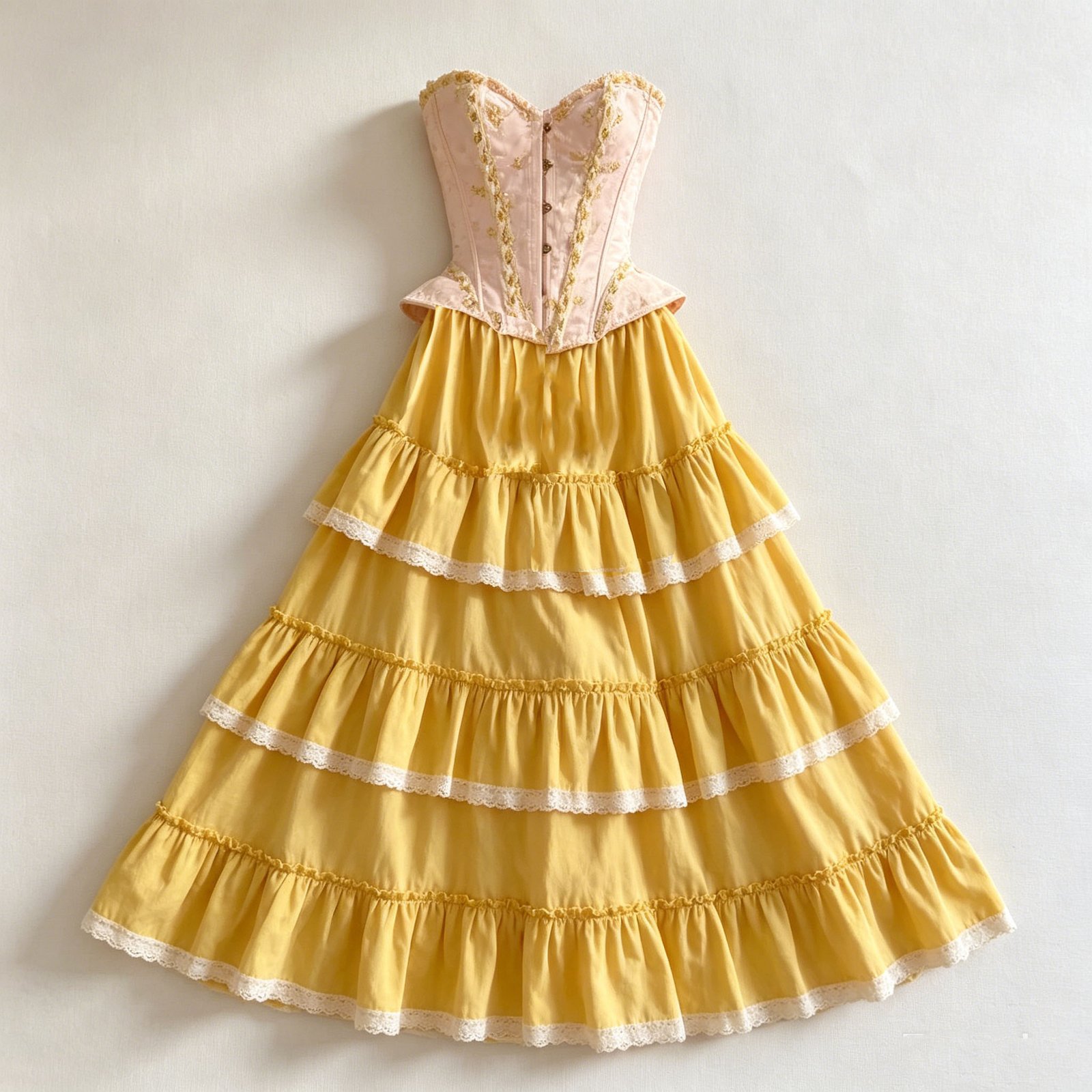 Premium French Vintage Daisy Embroidered Corset & Tiered Maxi Skirt 2-Piece Set | OEM Custom - Image 2