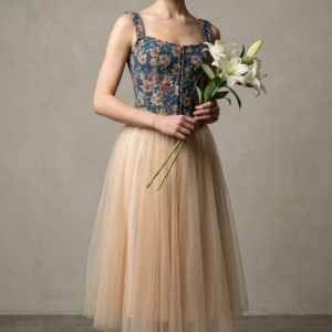 Premium Vintage Jacquard Floral Corset Top | OEM Custom