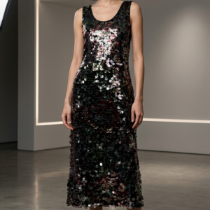 Premium Sleeveless Sequin Backless Midi Dress | OEM Custom