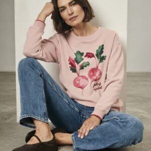Premium Pink Beet Graphic Print Crewneck Sweatshirt | OEM Custom