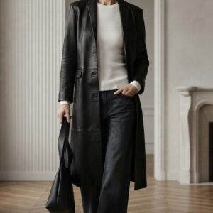 Premium Faux Leather Long Trench Coat | OEM Custom