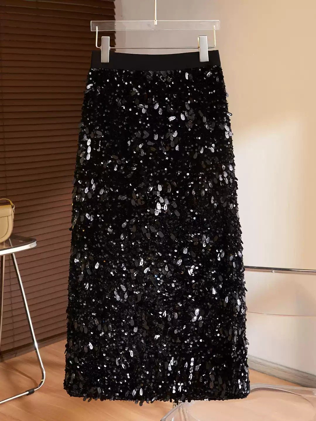 Premium Iridescent Paillette A-Line Maxi Skirt | OEM Custom - Image 2