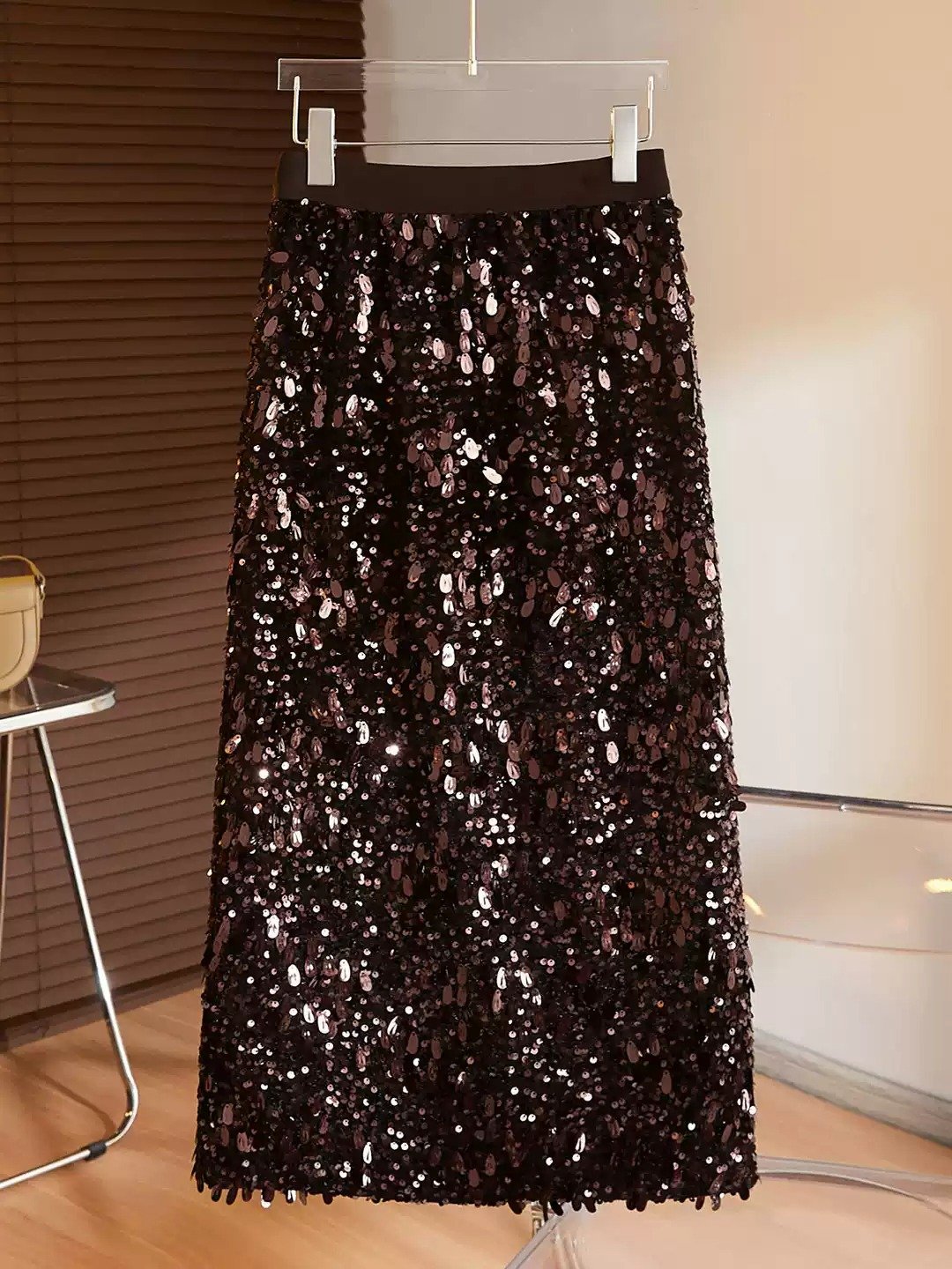 Premium Iridescent Paillette A-Line Maxi Skirt | OEM Custom