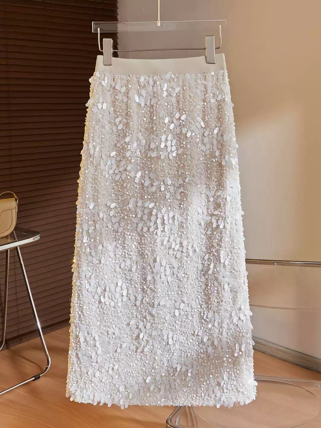 Premium Iridescent Paillette A-Line Maxi Skirt | OEM Custom - Image 4